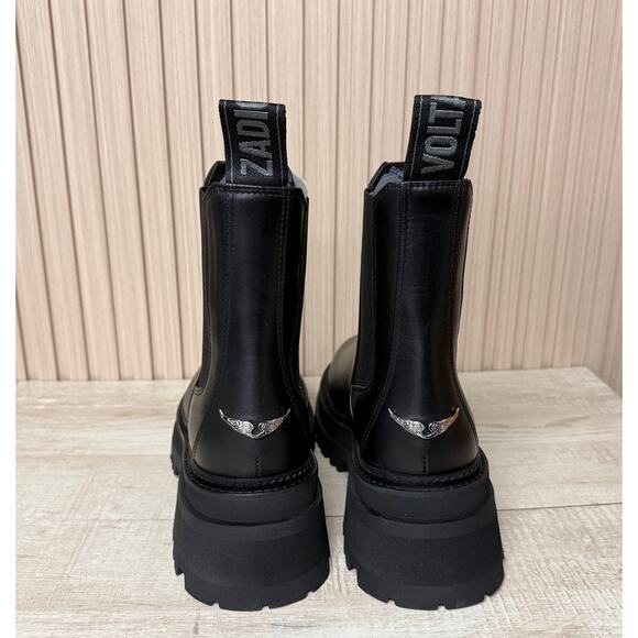 Zadig & Voltaire Ride Chelsea Semy-Shiny Calfskin Womens Boots MSRP $648 New - Picture 3 of 13